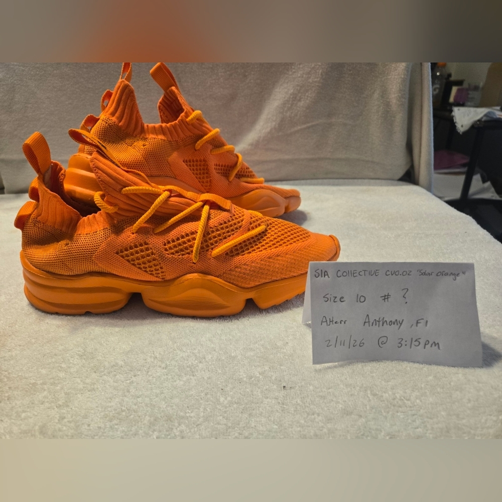 SIA Collective CU.02 “Solar Orange” sneakers
Men’s Size 10